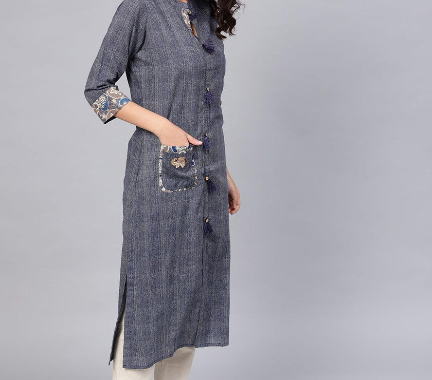 Divena Blue Straight Kurta - divena world