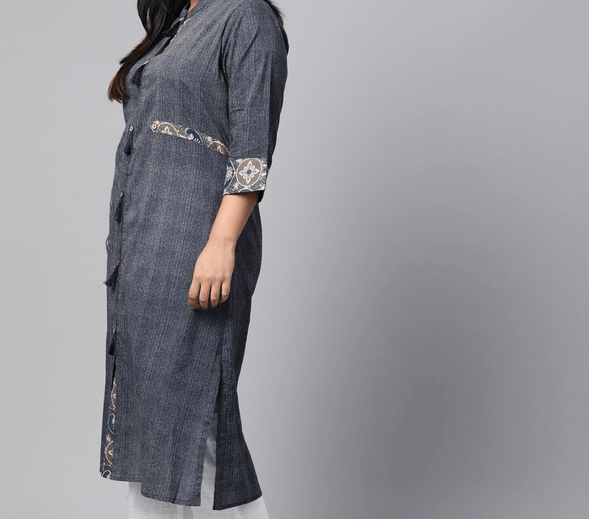 Plus Size Blue Straight Kurta - divena world