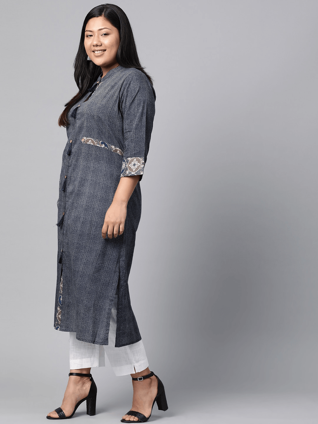 Plus Size Blue Straight Kurta - divena world