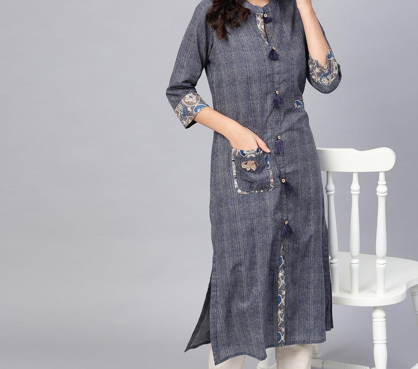 Divena Blue Straight Kurta - divena world