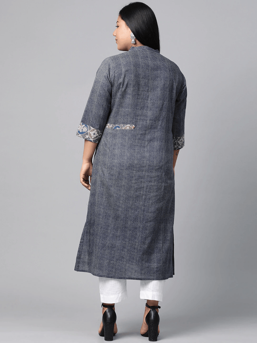 Plus Size Blue Straight Kurta - divena world