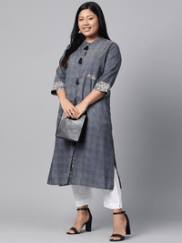 Plus Size Blue Straight Kurta - divena world