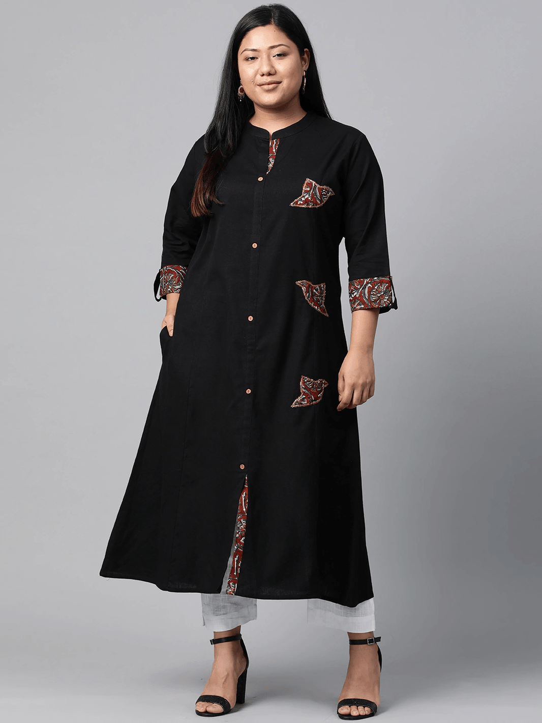 Plus SIze Sequin Work Black Kurta - divena world