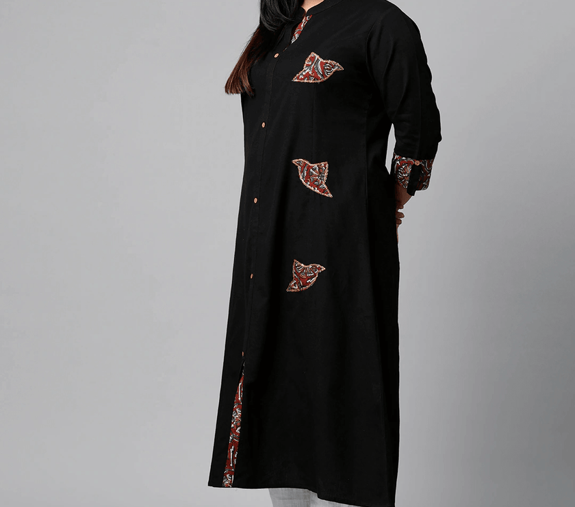 Plus SIze Sequin Work Black Kurta - divena world