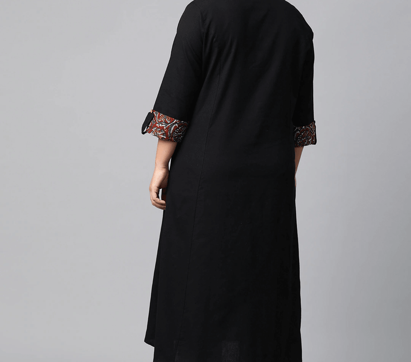 Plus SIze Sequin Work Black Kurta - divena world