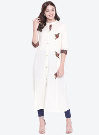 Divena Sequin Work Cotton Flex Off White Kurta - divena world