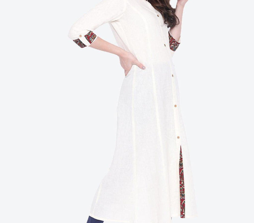 Divena Sequin Work Cotton Flex Off White Kurta - divena world