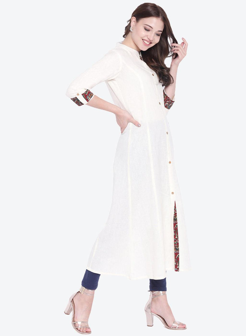 Divena Sequin Work Cotton Flex Off White Kurta - divena world