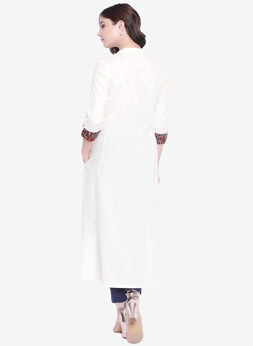 Divena Sequin Work Cotton Flex Off White Kurta - divena world