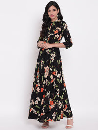 Divena black floor length rayon kurti - divena world