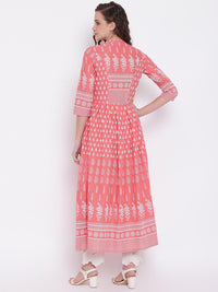 Divena Pink A Line Printed Cotton Kurta - divena world