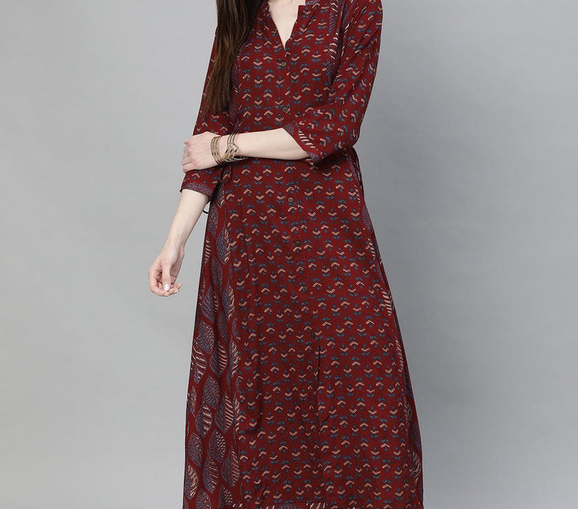 Divena Maroon Rayon Kurta - divena world