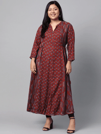 Plus Size Maroon Rayon Kurta - divena world