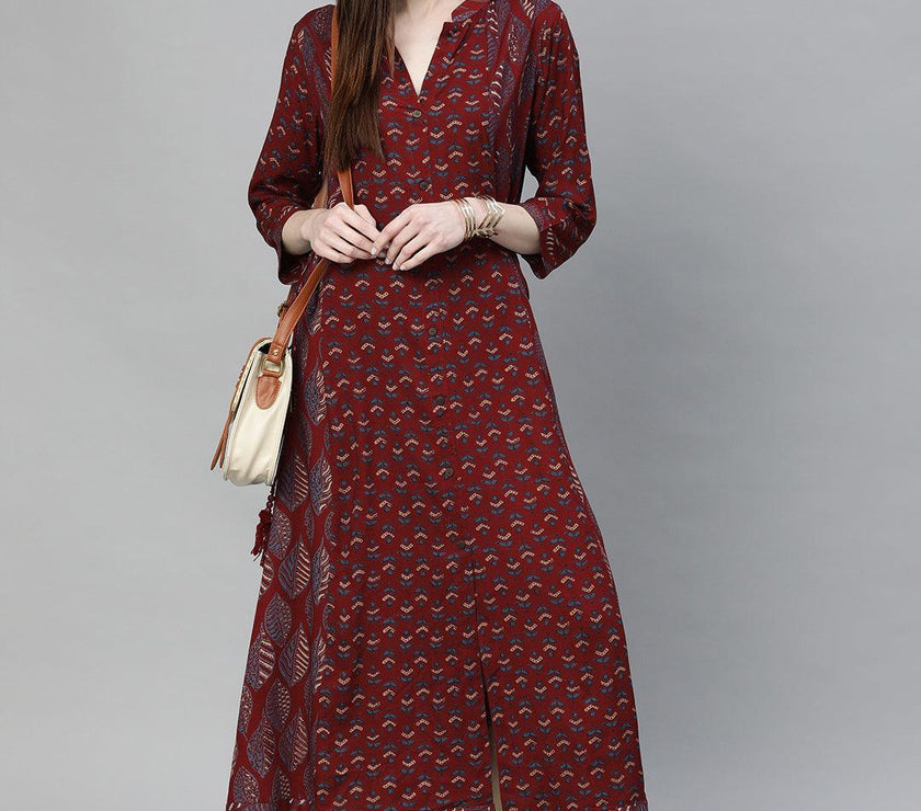 Divena Maroon Rayon Kurta - divena world