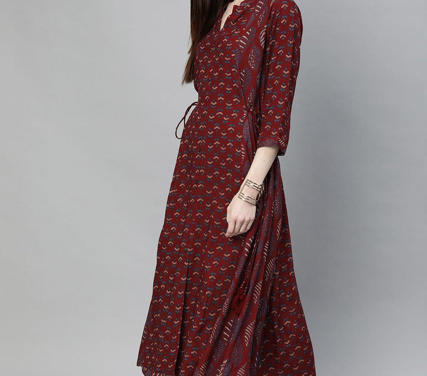 Divena Maroon Rayon Kurta - divena world