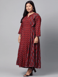 Plus Size Maroon Rayon Kurta - divena world