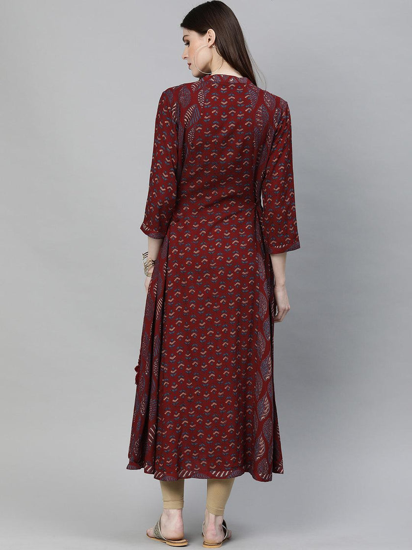 Divena Maroon Rayon Kurta - divena world