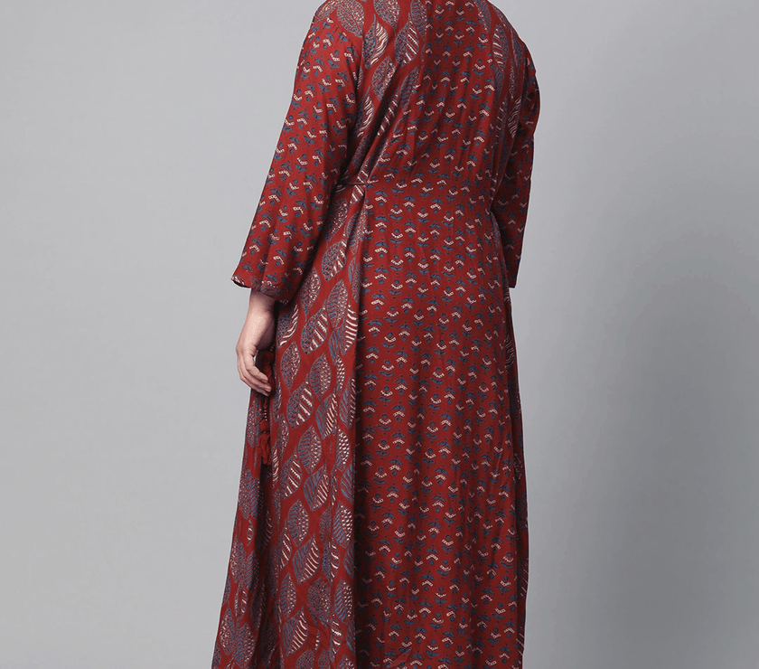 Plus Size Maroon Rayon Kurta - divena world