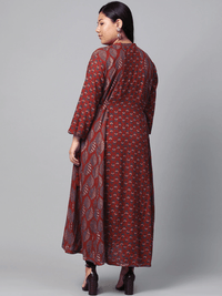 Plus Size Maroon Rayon Kurta - divena world