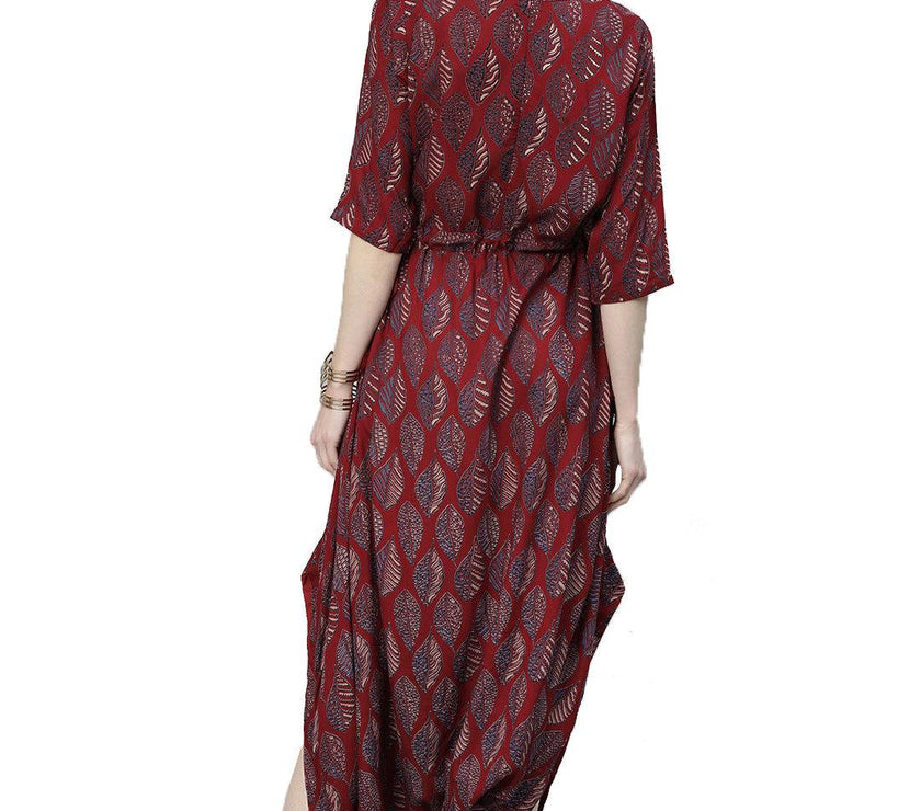 Divena Maroon Rayon Jumpsuit - divena world