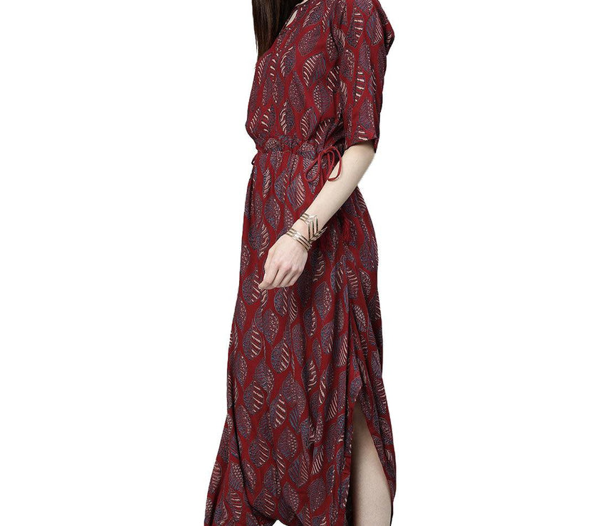 Divena Maroon Rayon Jumpsuit - divena world