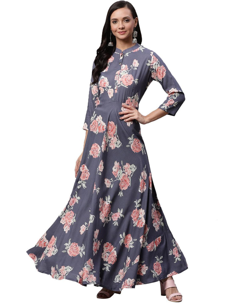 Divena Grey Anarkali Kurta - divena world