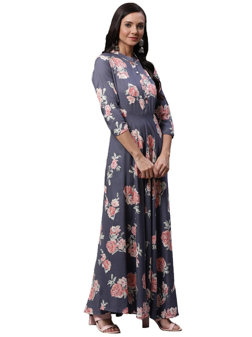 Divena Grey Anarkali Kurta - divena world