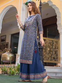 Divena Navy Blue Cotton Gota Patti Palazzo Set - divenaworld.com