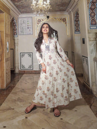 Divena ivory white self print cotton kurti with palazzo set - divenaworld.com