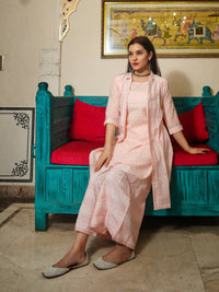 Divena Baby Pink Three Piece Palazzo Set With Jacket - divenaworld.com