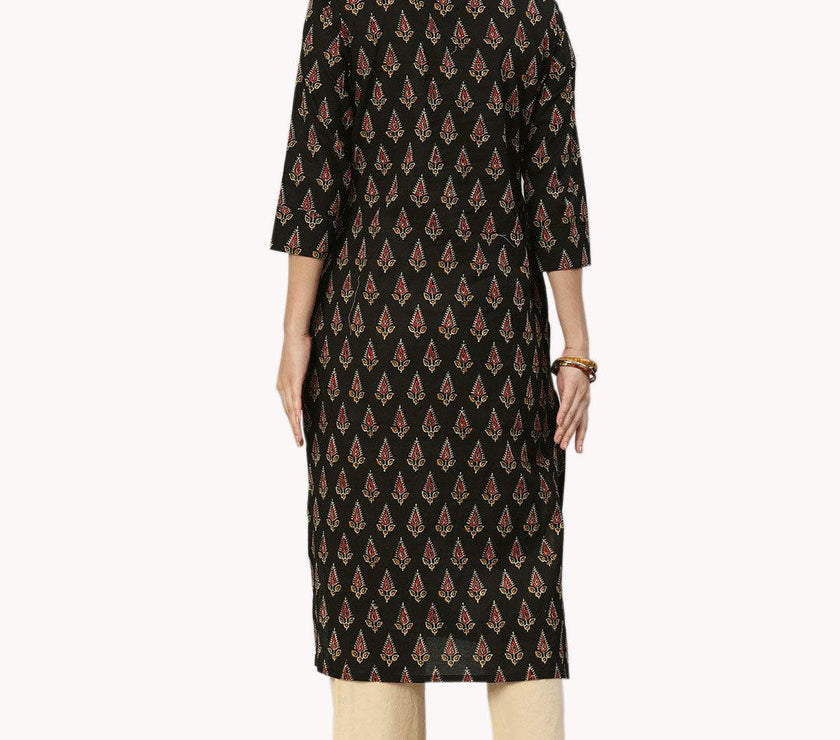 Divena Black Buti Print Cotton Kurta - divena world