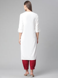 Divena White Solid Pure Cotton Straight Kurta - divena world