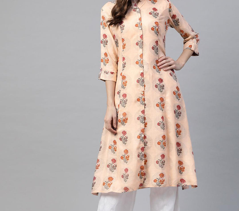 Divena A-Line Pink Rayon Kurta - divena world