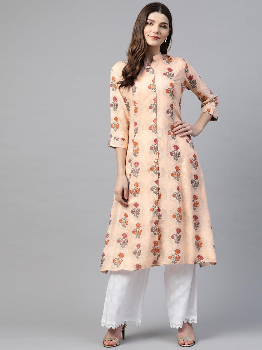 Divena A-Line Pink Rayon Kurta - divena world