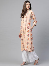 Divena A-Line Pink Rayon Kurta - divena world