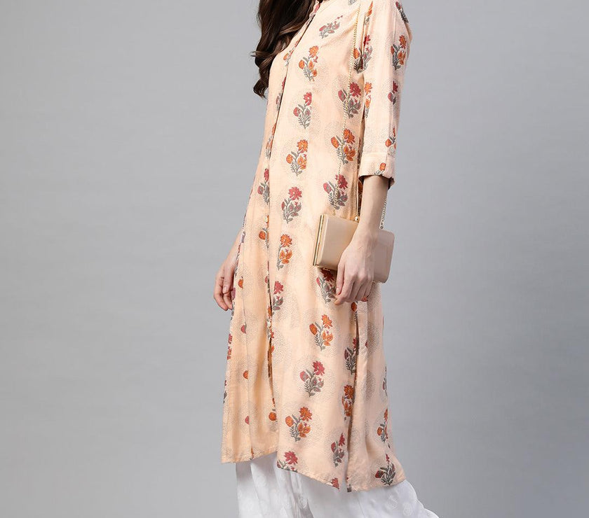 Divena A-Line Pink Rayon Kurta - divena world