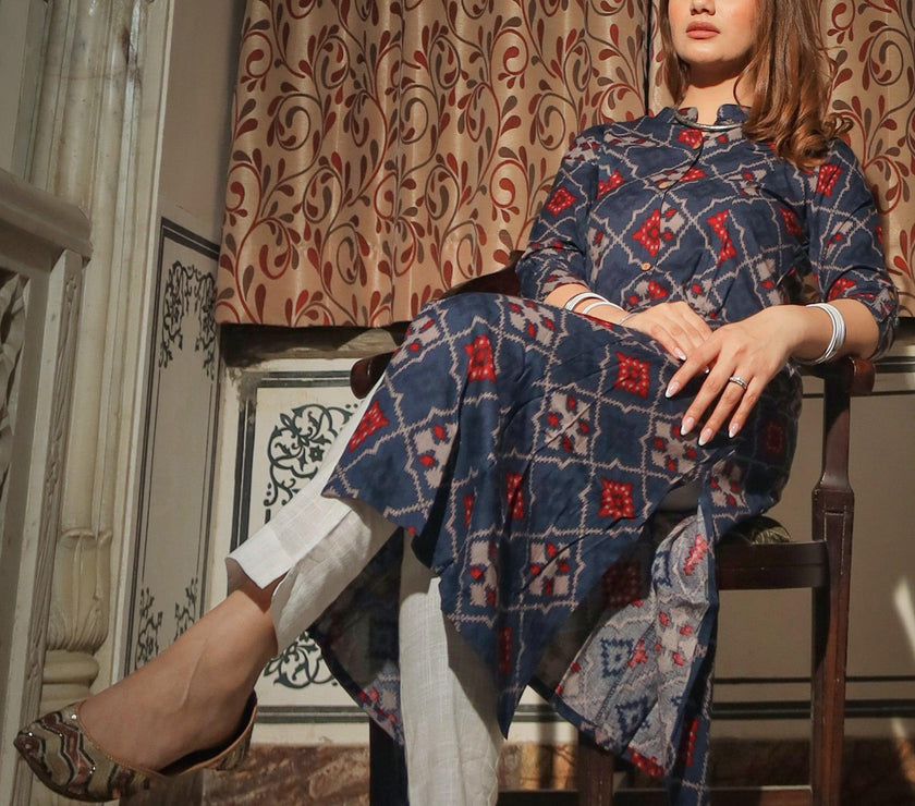 Divena A-Line Printed Rayon Kurta - divenaworld.com