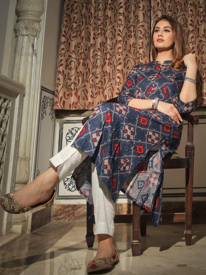 Divena A-Line Printed Rayon Kurta - divenaworld.com