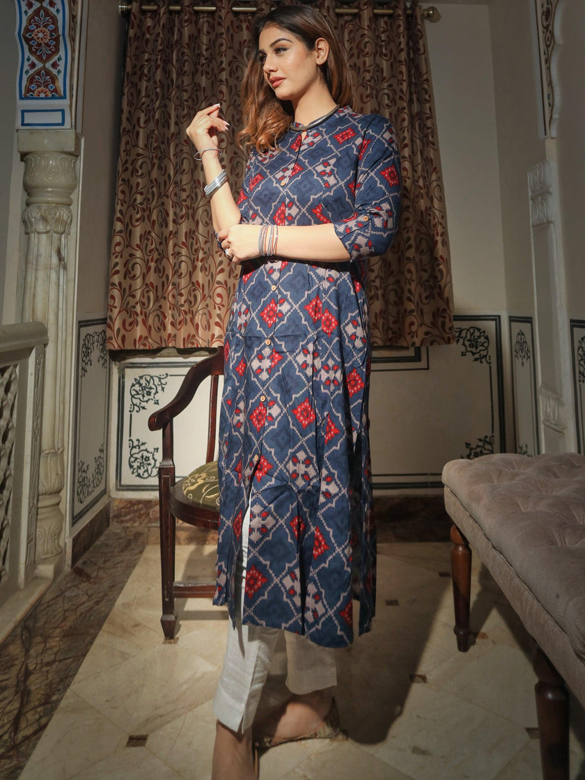 Divena A-Line Printed Rayon Kurta - divenaworld.com