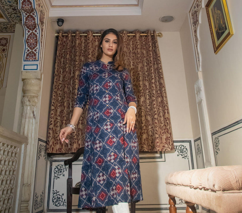 Divena A-Line Printed Rayon Kurta - divenaworld.com