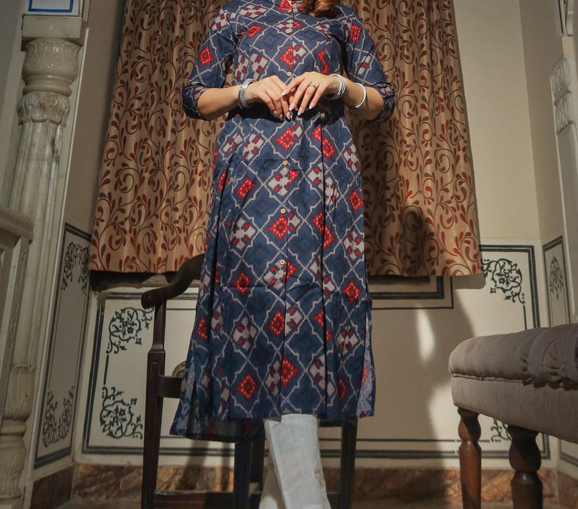 Divena A-Line Printed Rayon Kurta - divenaworld.com