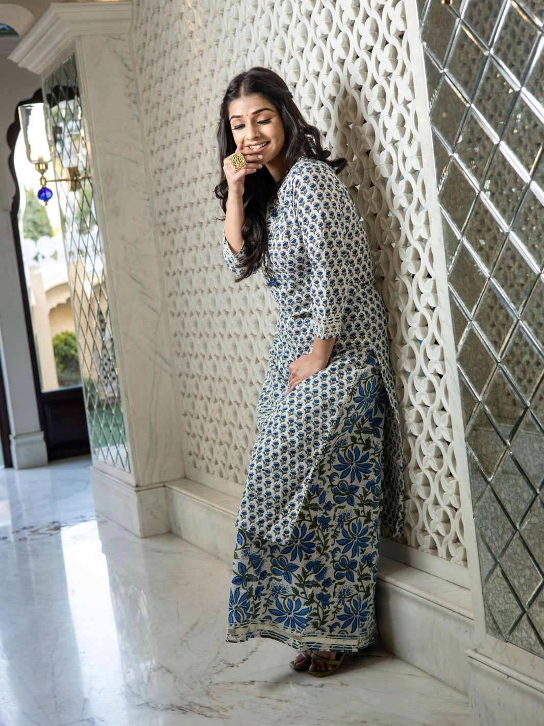 Divena White Gota Work Kurta with Palazzo Set - divenaworld.com