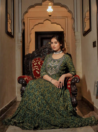 Divena Dark Green Anarakali Kurta - divenaworld.com