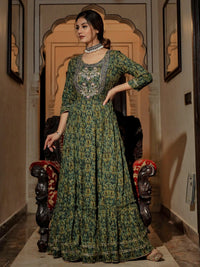 Divena Dark Green Anarakali Kurta - divenaworld.com