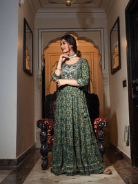 Divena Dark Green Anarakali Kurta - divenaworld.com