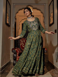 Divena Dark Green Anarakali Kurta - divenaworld.com