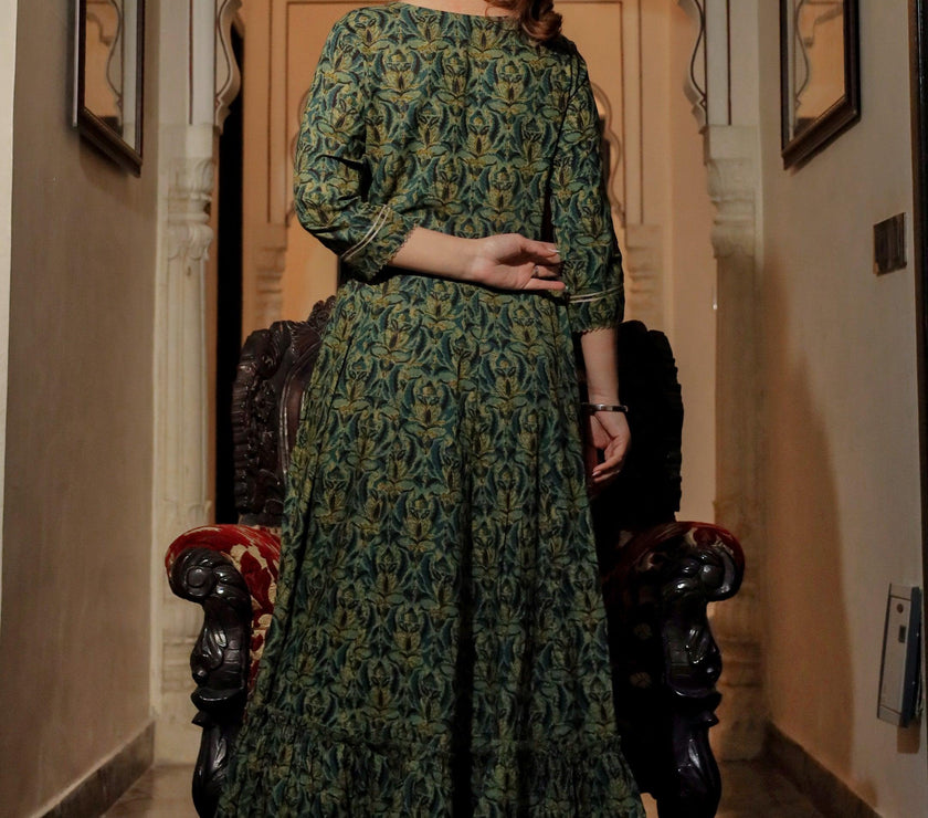 Divena Dark Green Anarakali Kurta - divenaworld.com