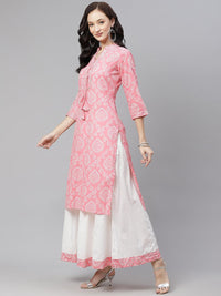 Divena Pink Bandhej Gota patti Work Kurta with Palazzo Set - divena world