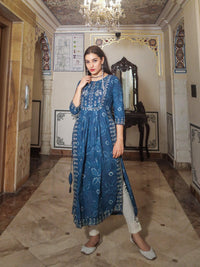 Divena Blue Cotton Kurta Pant set - divenaworld.com