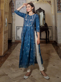 Divena Blue Cotton Kurta Pant set - divenaworld.com